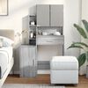 vidaXL Dressing Table Grey Sonoma Engineered wood and glass Medium