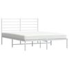 vidaXL Bed Frame White Powder-Coated Steel King Size Bed Frame