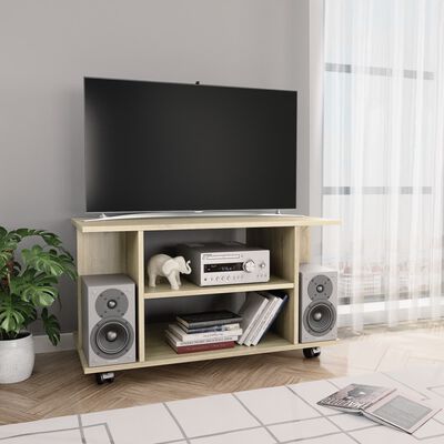 vidaXL TV Stand with Castors Sonoma Oak 31.5"x15.7"x17.7" Engineered Wood
