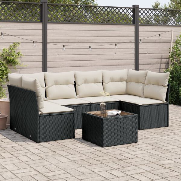 vidaXL Garden Sofa Set Black, Cream White