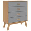vidaXL Drawer Cabinet Grey and brown Solid pine wood with a wax finish