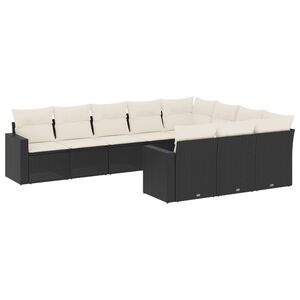 vidaXL Garden Sofa Set Black and Cream