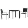 vidaXL Garden Dining Set 3 pcs Black Poly rattan
