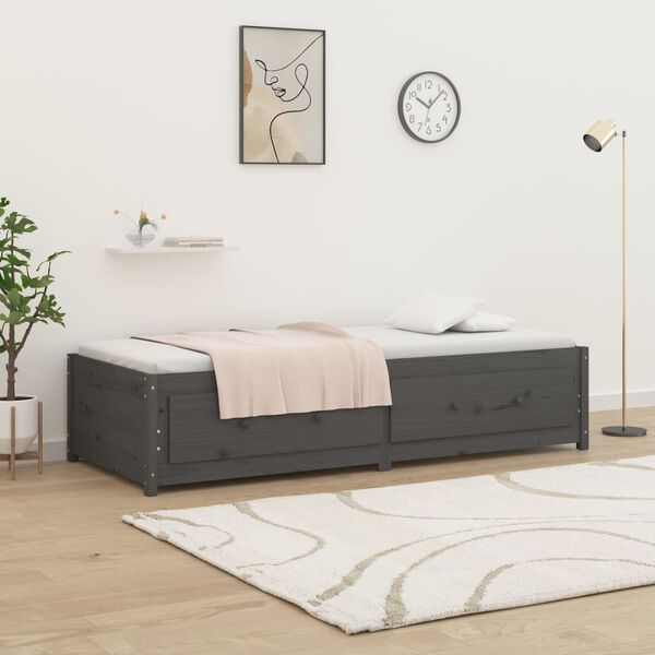 vidaXL Day Bed Gray Solid pine wood, plywood Small