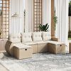 vidaXL Garden Sofa Set Beige Poly Rattan, Powder-Coated Steel Modular