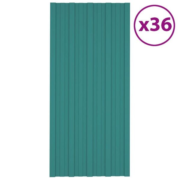 vidaXL Roof Panels 36 pcs Galvanised Steel Green 39.4x17.7"