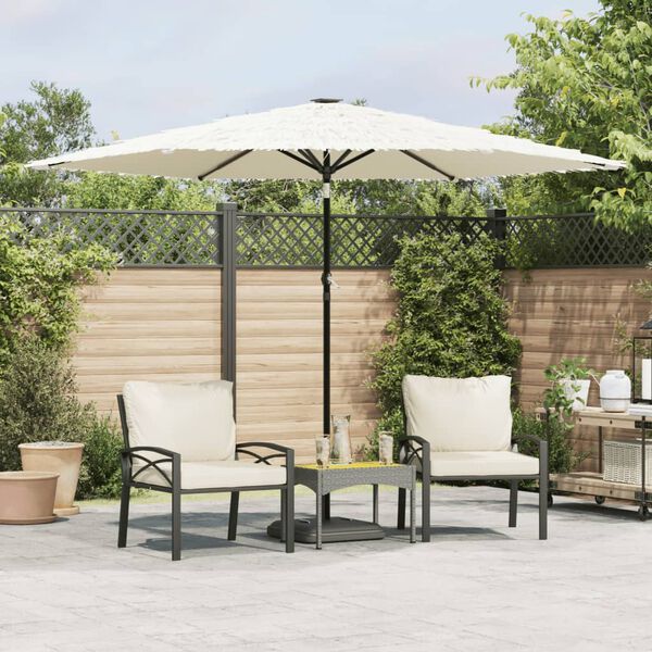 vidaXL Garden Parasol White Powder-coated steel and polyester Large