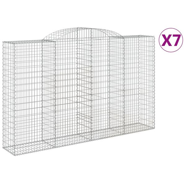 vidaXL Gabion Basket Set of 7 Silver Galvanized Iron Large