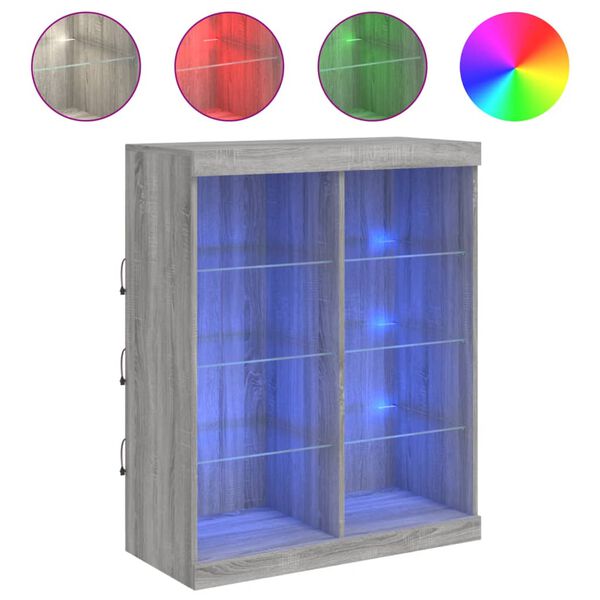 vidaXL Sideboard with LED Lights Gray Sonoma 31.9"x14.6"x39.4"