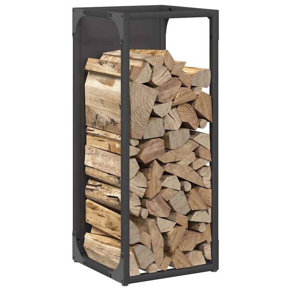 vidaXL Firewood Rack Black 9.8x9.8x23.6" Cold-rolled steel