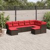 vidaXL 9 Piece Patio Sofa Set with Cushions Brown Poly Rattan