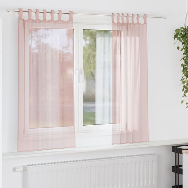 vidaXL Voile Curtains with Loops 2 pcs Light Pink 55.1x55.1"