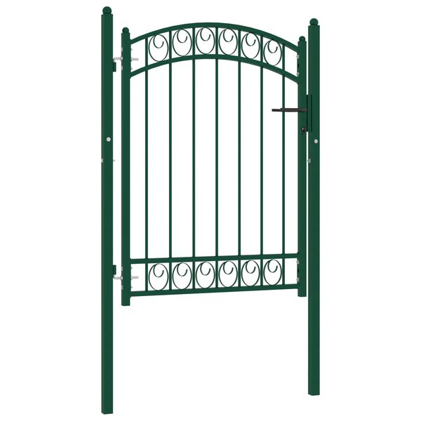 vidaXL Fence Gate with Arched Top Steel 39.4x49.2" Green