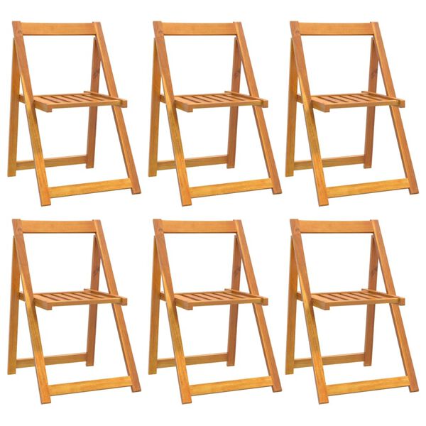 vidaXL Garden Chair Set of 6 Brown Solid Acacia Wood Medium Foldable