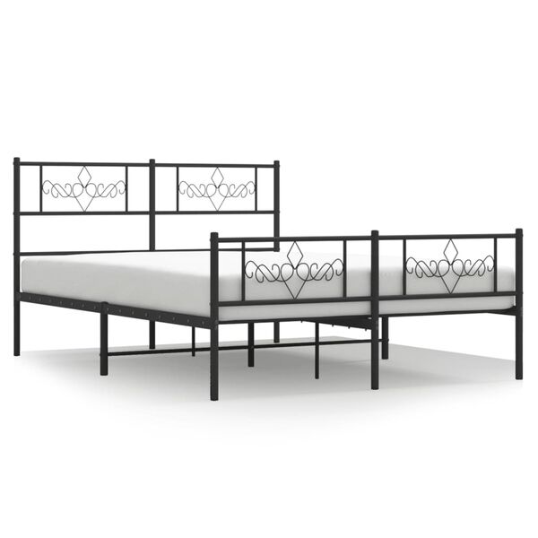 vidaXL Metal Bed Frame without Mattress with Footboard Black 63"x78.7"