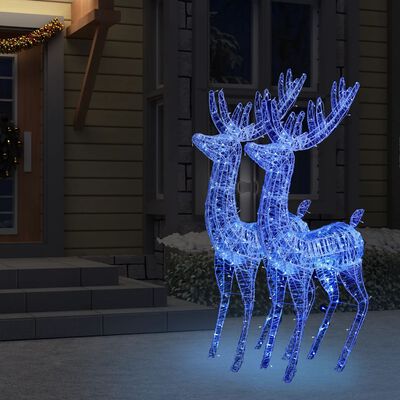 vidaXL XXL Acrylic Christmas Reindeers 250 LED 2 pcs 70.9" Blue