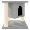 vidaXL Cat Tree Light Grey Engineered Wood, Plush, Sisal Small Durable