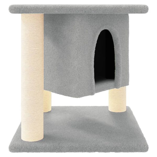 vidaXL Cat Tree Light Grey Engineered Wood, Plush, Sisal Small Durable
