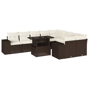 vidaXL Garden Sofa Set Brown, Cream White
