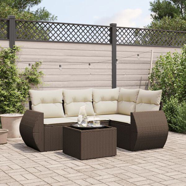 vidaXL Garden Sofa Set Brown PE rattan Large Modular Garden Sofa Set