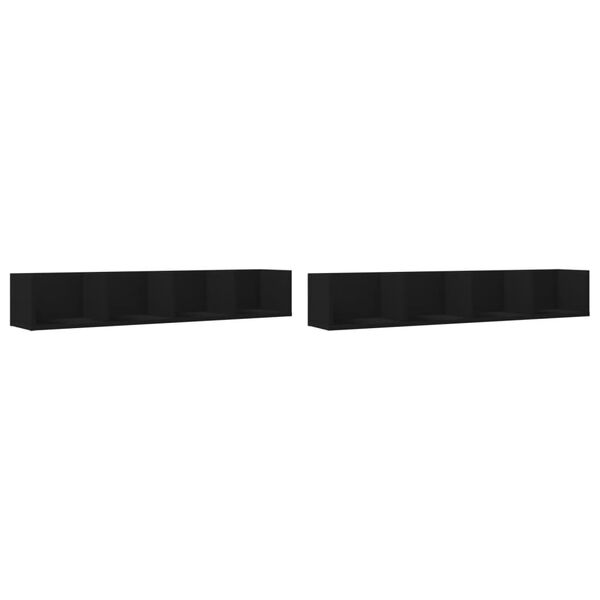 vidaXL Wall Cabinets Set of 2 Black Engineered wood Medium