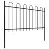 vidaXL Garden Fence with Hoop Top Steel 211.4"x39.4" Black