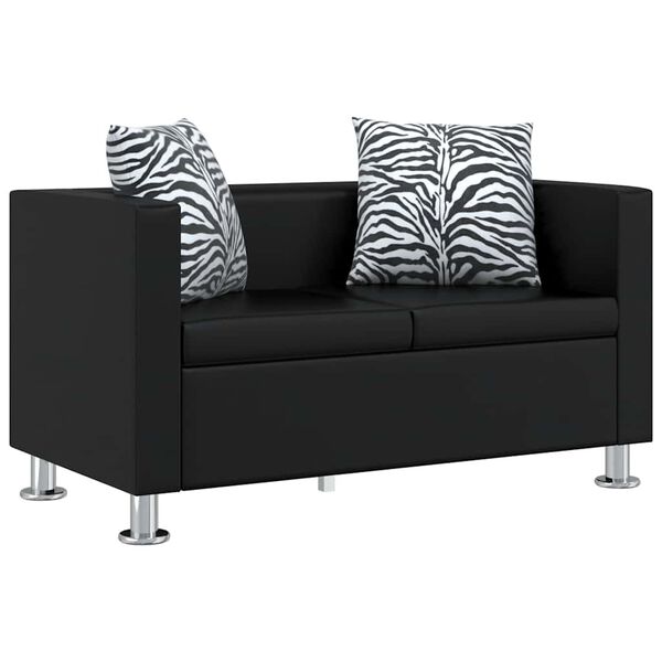 vidaXL Sofa Black PVC, Polyester, Cotton Small Durable Sofa