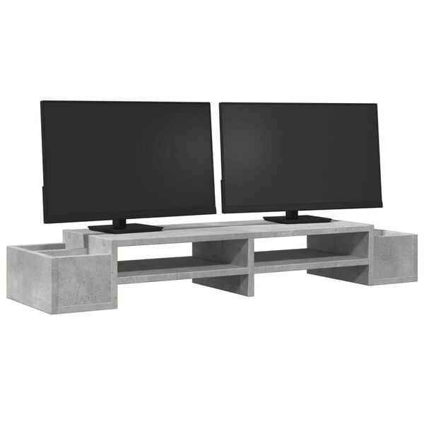 vidaXL Monitor Stand with Storage Concrete Grey 39.4x10.6x5.9" Engineered Wood
