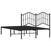 vidaXL Bed Frame Black Powder-Coated Steel 47.2x79 in Bed Frame