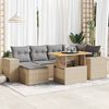 vidaXL Garden Sofa Set Beige PE rattan 7 Piece Adjustable Armrests