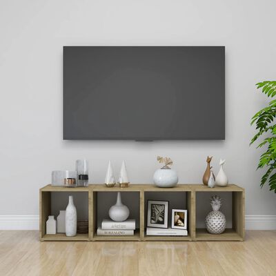 vidaXL TV Stands 2 pcs White and Sonoma Oak 14.6"x13.8"x14.6" Engineered Wood