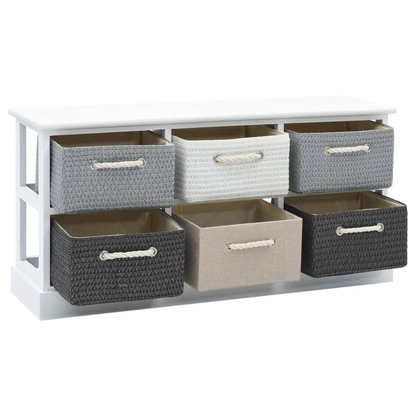 vidaXL Storage Bench White, Grey, Black, Beige Paulownia wood, MDF Medium