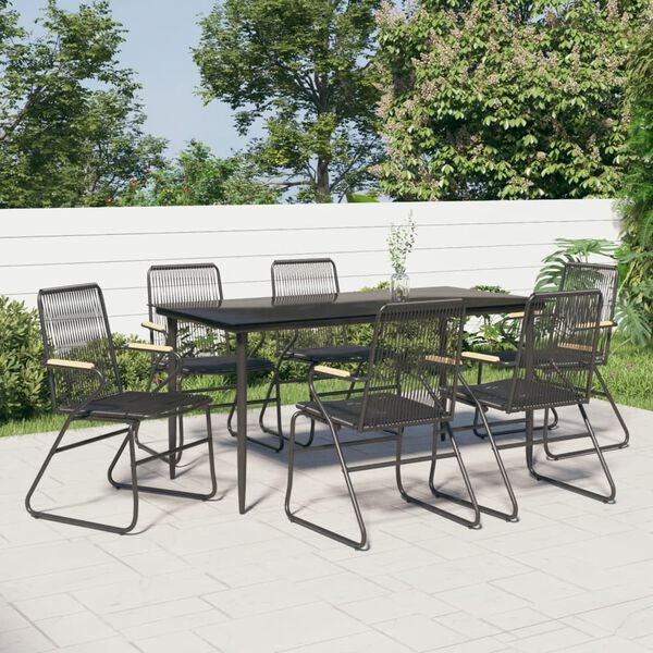 vidaXL Garden Dining Set Black Powder-coated steel Large Durable