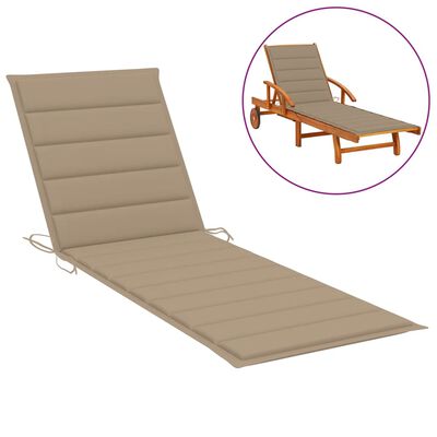 vidaXL Sun Lounger Cushion Beige 78.7"x27.6"x1.2" Fabric
