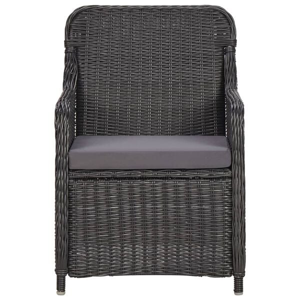 vidaXL Rattan Chair Black Steel frame Medium Removable Covers