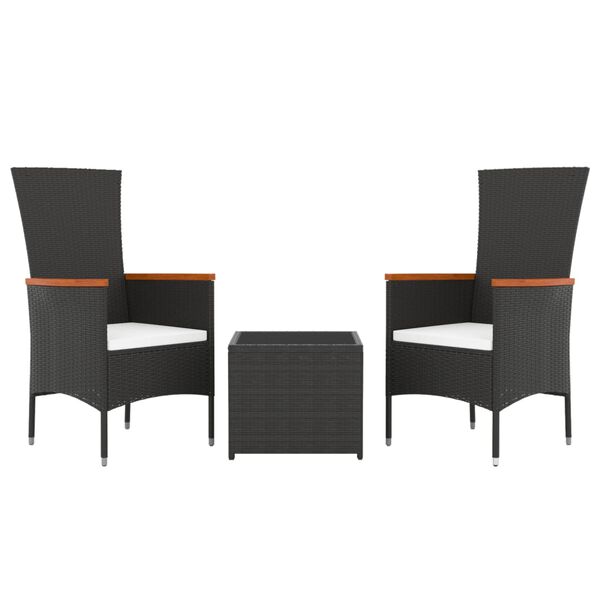 vidaXL Garden Lounge Set Black PE rattan Removable Covers