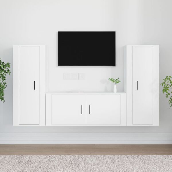 vidaXL TV Cabinet Set Set of 3 White Engineered wood Medium
