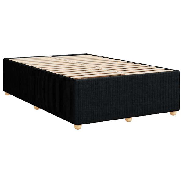 vidaXL Bed Frame Black Polyester, Plywood, Engineered wood, Solid pine wood