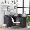 vidaXL Corner Desk High Gloss Gray 57.1"x39.4"x29.9" Engineered Wood