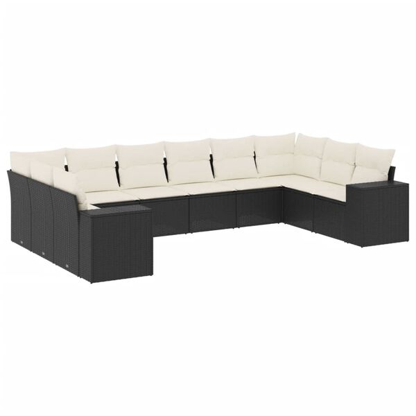 vidaXL Garden Sofa Set Black PE rattan Large Adjustable Feet