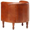 vidaXL Tub Chair Brown Real goat leather, solid mango wood Standard