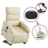 vidaXL Stand Up Massage Recliner Chair Cream Faux leather Standard