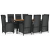 vidaXL Garden Dining Set Black PE Rattan Set for 8 people