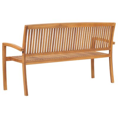 vidaXL Stacking Patio Bench with Cushion 62.6" Solid Teak Wood