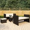 vidaXL 5 Piece Patio Lounge Set with Cushions Poly Rattan Black