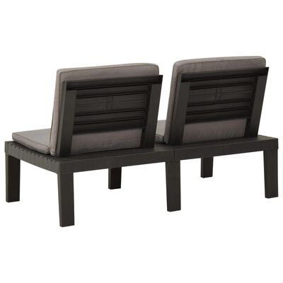 vidaXL Patio Lounge Bench with Cushion Plastic Gray