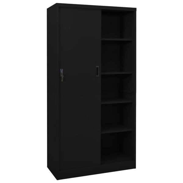 vidaXL Office Cabinet Black Steel Large Height-Adjustable Shelves