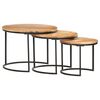 vidaXL Nesting Table Set of 3 Brown Solid acacia wood, iron