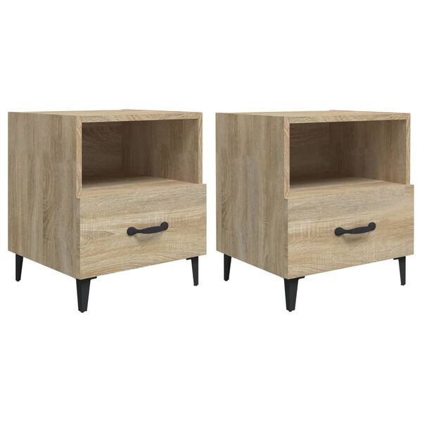 vidaXL Bedside Cabinet Set of 2 Sonoma oak Engineered wood, metal