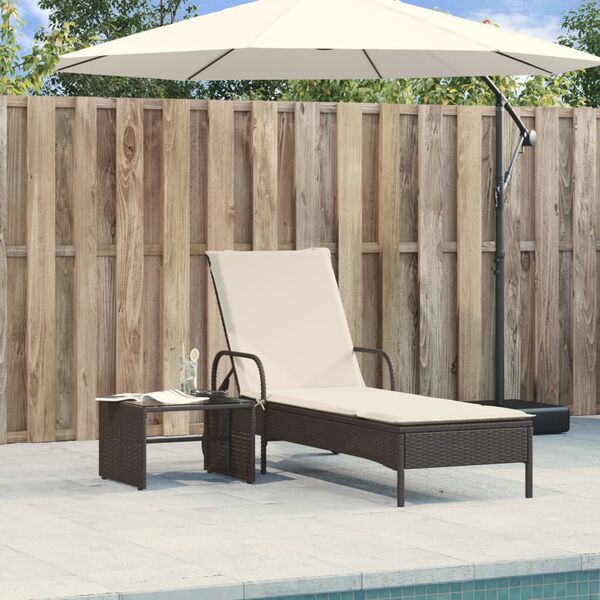 vidaXL Sun Lounger Black PE rattan, powder-coated steel Standard